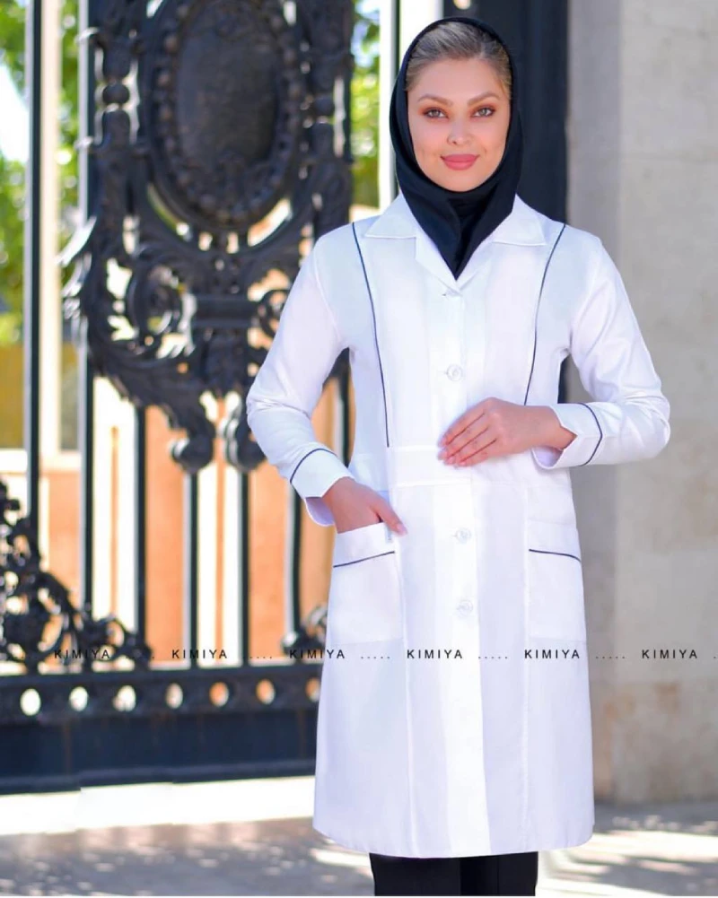 روپوش پزشکی کجراه زنانه مدل ارغوان